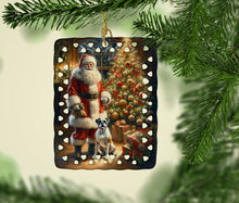 Load image into Gallery viewer, Boxer and Santa Claus Porcelain Ornament