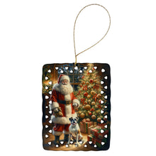 Load image into Gallery viewer, Boxer and Santa Claus Porcelain Ornament