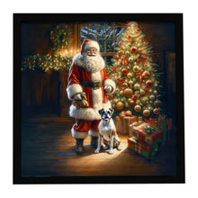 Load image into Gallery viewer, Boxer and Santa Claus Framed Metal Print