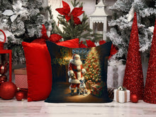 Load image into Gallery viewer, Boxer and Santa Claus Throw Pillow - 14x14 Decorative Pillow – Art for Your Home &amp; Patio