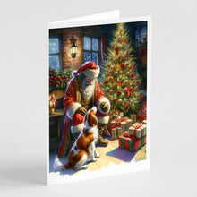 Load image into Gallery viewer, Brittany and Santa Claus Greeting Cards - Blank Note Cards – 8-Pack of Artist-Designed Cards with Envelopes