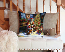 Load image into Gallery viewer, Brittany and Santa Claus Throw Pillow - 14x14 Decorative Pillow – Art for Your Home &amp; Patio