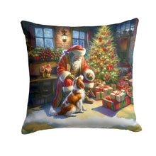 Load image into Gallery viewer, Brittany and Santa Claus Throw Pillow - 14x14 Decorative Pillow – Art for Your Home &amp; Patio