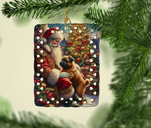 Load image into Gallery viewer, Brussels Griffon and Santa Claus Porcelain Ornament