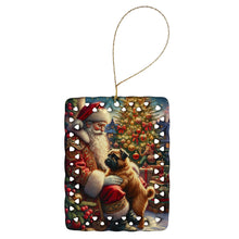 Load image into Gallery viewer, Brussels Griffon and Santa Claus Porcelain Ornament