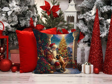 Load image into Gallery viewer, Brussels Griffon and Santa Claus Throw Pillow - 14x14 Decorative Pillow – Art for Your Home &amp; Patio
