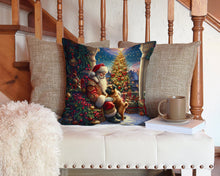 Load image into Gallery viewer, Brussels Griffon and Santa Claus Throw Pillow - 14x14 Decorative Pillow – Art for Your Home &amp; Patio