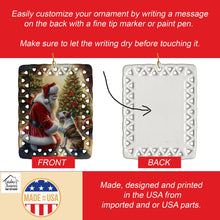 Load image into Gallery viewer, Bull Terrier and Santa Claus Porcelain Ornament