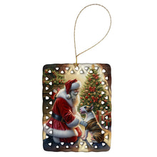 Load image into Gallery viewer, Bull Terrier and Santa Claus Porcelain Ornament