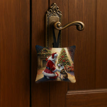 Load image into Gallery viewer, Bull Terrier and Santa Claus Hanging Square Fabric Ornament 3.5 × 3.5
