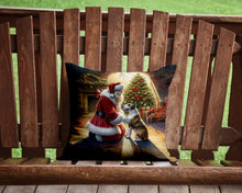 Load image into Gallery viewer, Bull Terrier and Santa Claus Throw Pillow - 14x14 Decorative Pillow – Art for Your Home &amp; Patio