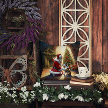 Load image into Gallery viewer, Bull Terrier and Santa Claus Throw Pillow - 14x14 Decorative Pillow – Art for Your Home &amp; Patio