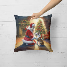 Load image into Gallery viewer, Bull Terrier and Santa Claus Throw Pillow