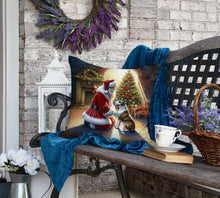 Load image into Gallery viewer, Bull Terrier and Santa Claus Throw Pillow