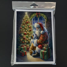 Load image into Gallery viewer, English Bulldog and Santa Claus Greeting Cards - Blank Note Cards – 8-Pack of Artist-Designed Cards with Envelopes