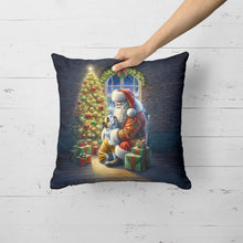Load image into Gallery viewer, English Bulldog and Santa Claus Throw Pillow