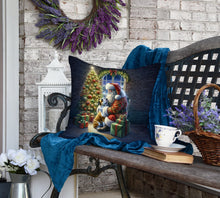 Load image into Gallery viewer, English Bulldog and Santa Claus Throw Pillow