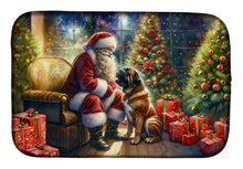 Load image into Gallery viewer, Bullmastiff and Santa Claus Dish Drying Mat