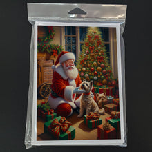 Load image into Gallery viewer, Cairn Terrier and Santa Claus Greeting Cards - Blank Note Cards – 8-Pack of Artist-Designed Cards with Envelopes