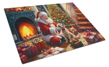 Load image into Gallery viewer, Cairn Terrier and Santa Claus Glass Cutting Boards – Durable, Decorative Kitchen Art