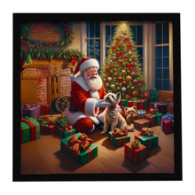 Load image into Gallery viewer, Cairn Terrier and Santa Claus Framed Metal Print