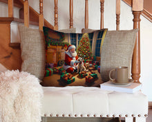 Load image into Gallery viewer, Cairn Terrier and Santa Claus Throw Pillow - 14x14 Decorative Pillow – Art for Your Home &amp; Patio