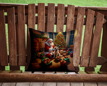 Load image into Gallery viewer, Cairn Terrier and Santa Claus Throw Pillow - 14x14 Decorative Pillow – Art for Your Home &amp; Patio