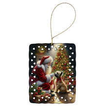 Load image into Gallery viewer, Cairn Terrier and Santa Claus Porcelain Ornament