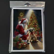 Load image into Gallery viewer, Cairn Terrier and Santa Claus Greeting Cards - Blank Note Cards – 8-Pack of Artist-Designed Cards with Envelopes