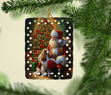 Load image into Gallery viewer, Cavalier Spaniel and Santa Claus Porcelain Ornament