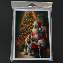 Load image into Gallery viewer, Cavalier Spaniel and Santa Claus Greeting Cards - Blank Note Cards – 8-Pack of Artist-Designed Cards with Envelopes