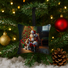 Load image into Gallery viewer, Cavalier Spaniel and Santa Claus Hanging Square Fabric Ornament 3.5 × 3.5