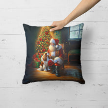 Load image into Gallery viewer, Cavalier Spaniel and Santa Claus Throw Pillow