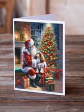 Load image into Gallery viewer, Cavalier Spaniel and Santa Claus Greeting Cards - Blank Note Cards – 8-Pack of Artist-Designed Cards with Envelopes
