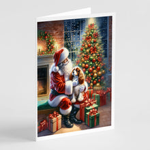 Load image into Gallery viewer, Cavalier Spaniel and Santa Claus Greeting Cards - Blank Note Cards – 8-Pack of Artist-Designed Cards with Envelopes