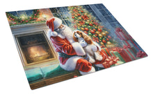 Load image into Gallery viewer, Cavalier Spaniel and Santa Claus Glass Cutting Boards – Durable, Decorative Kitchen Art