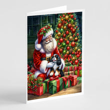 Load image into Gallery viewer, Cavalier Spaniel and Santa Claus Greeting Cards - Blank Note Cards – 8-Pack of Artist-Designed Cards with Envelopes