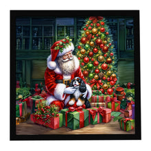 Load image into Gallery viewer, Cavalier Spaniel and Santa Claus Framed Metal Print