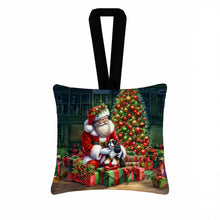 Load image into Gallery viewer, Cavalier Spaniel and Santa Claus Hanging Square Fabric Ornament 3.5 × 3.5