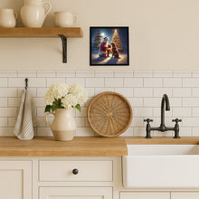 Load image into Gallery viewer, Chesapeake Bay Retriever and Santa Claus Framed Metal Print