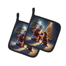 Load image into Gallery viewer, Chesapeake Bay Retriever and Santa Claus Pot Holders - Set of 2 Decorative Kitchen Helpers | Made in the USA