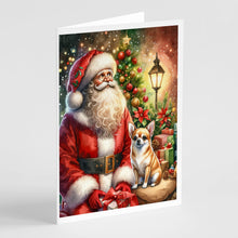 Load image into Gallery viewer, Chihuahua and Santa Claus Greeting Cards - Blank Note Cards – 8-Pack of Artist-Designed Cards with Envelopes