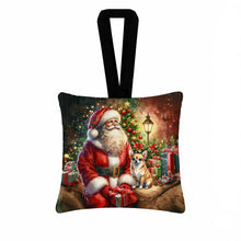 Load image into Gallery viewer, Chihuahua and Santa Claus Hanging Square Fabric Ornament 3.5 × 3.5
