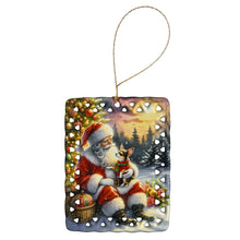 Load image into Gallery viewer, Chihuahua and Santa Claus Porcelain Ornament