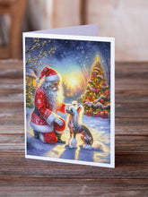 Load image into Gallery viewer, Chinese Crested and Santa Claus Greeting Cards - Blank Note Cards – 8-Pack of Artist-Designed Cards with Envelopes
