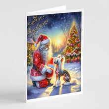 Load image into Gallery viewer, Chinese Crested and Santa Claus Greeting Cards - Blank Note Cards – 8-Pack of Artist-Designed Cards with Envelopes