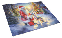 Load image into Gallery viewer, Chinese Crested and Santa Claus Glass Cutting Boards – Durable, Decorative Kitchen Art