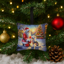 Load image into Gallery viewer, Chinese Crested and Santa Claus Hanging Square Fabric Ornament 3.5 × 3.5