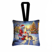 Load image into Gallery viewer, Chinese Crested and Santa Claus Hanging Square Fabric Ornament 3.5 × 3.5