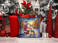 Load image into Gallery viewer, Chinese Crested and Santa Claus Throw Pillow - 14x14 Decorative Pillow – Art for Your Home &amp; Patio